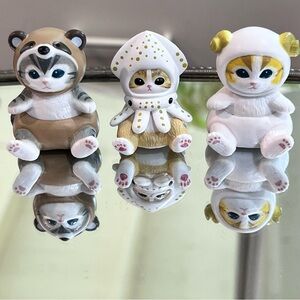 Mofusand Cat, Set of 3, Raccoon, Squia, and Sheep Figurines from Blind bag / box